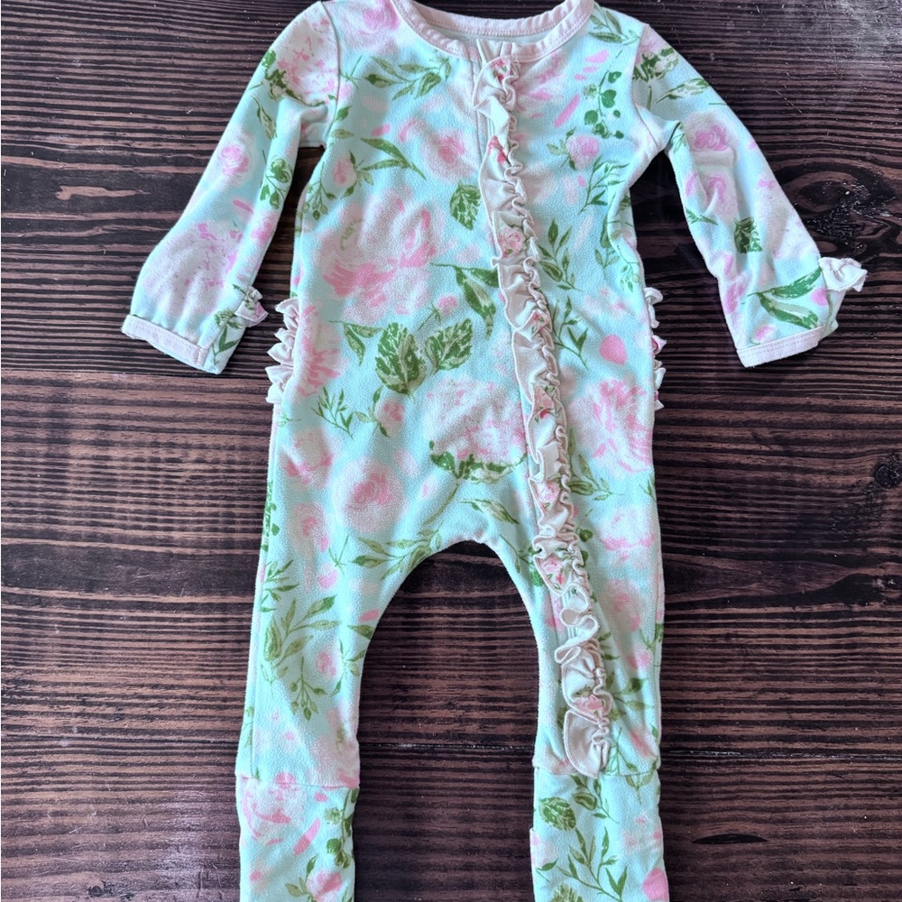 SweetHoney Pastel Floral Ruffle Layette Footie 12mo